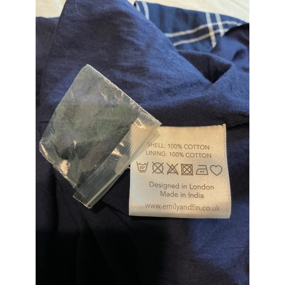 Emily and Fin Navy Plaid Sleeveless Fit & Flare Dress Pockets Size S - Picture 10 of 12